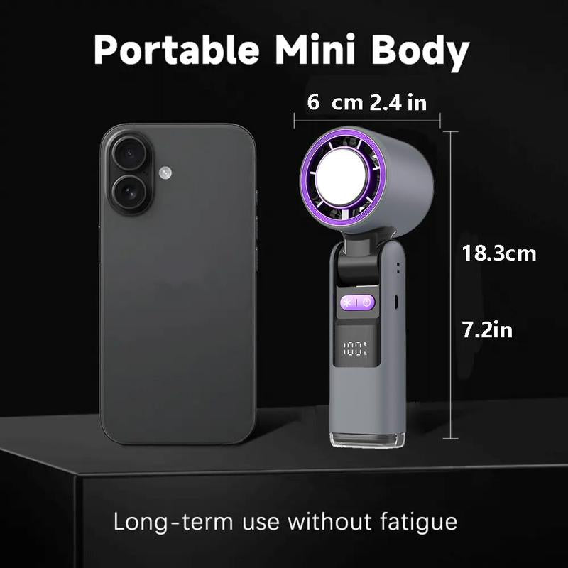 Portable Handheld Fan, 100-Speed Semiconductor Refrigeration Fan, High-Speed Folding Mini Portable Fan for Cooling & Ice Application