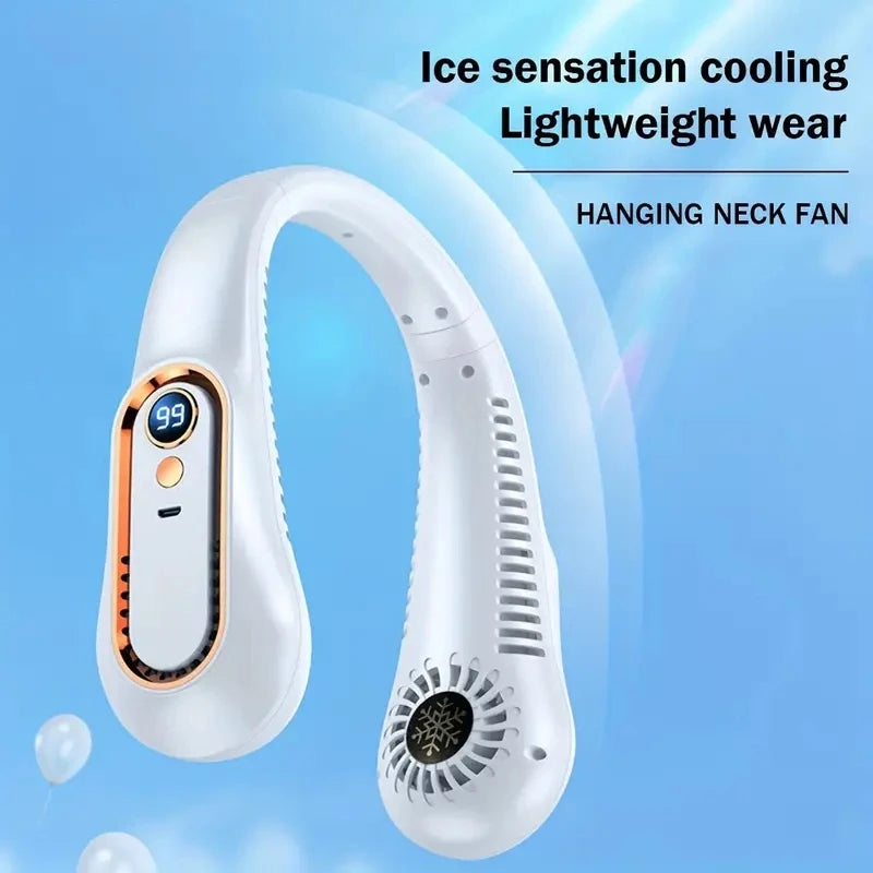 Neck Fan, Stay Cool and Comfortable with This USB Rechargeable 5-Speed Adjustable Neck Fan - Digital Display & Bladeless!