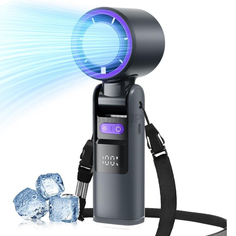 Portable Handheld Fan, 100-Speed Semiconductor Refrigeration Fan, High-Speed Folding Mini Portable Fan for Cooling & Ice Application
