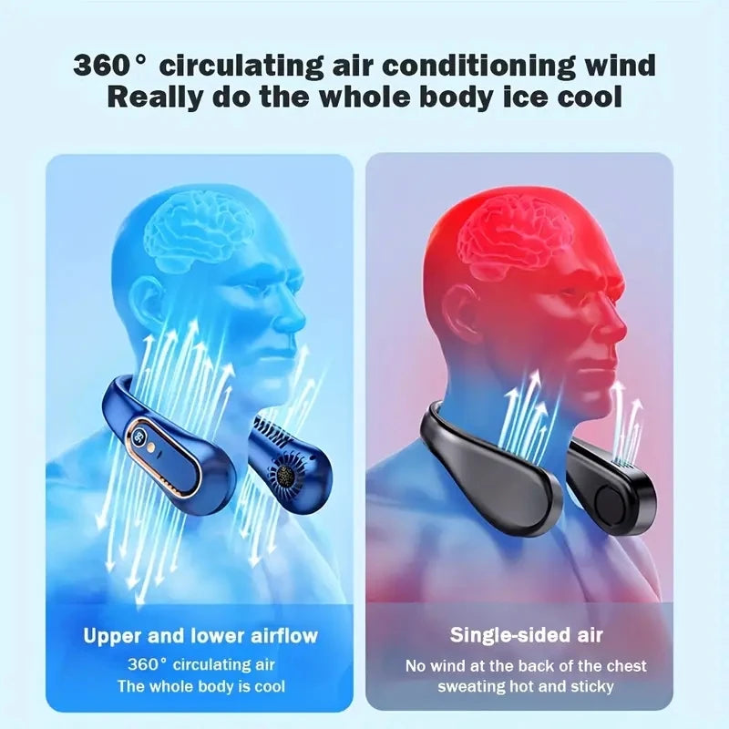 Neck Fan, Stay Cool and Comfortable with This USB Rechargeable 5-Speed Adjustable Neck Fan - Digital Display & Bladeless!