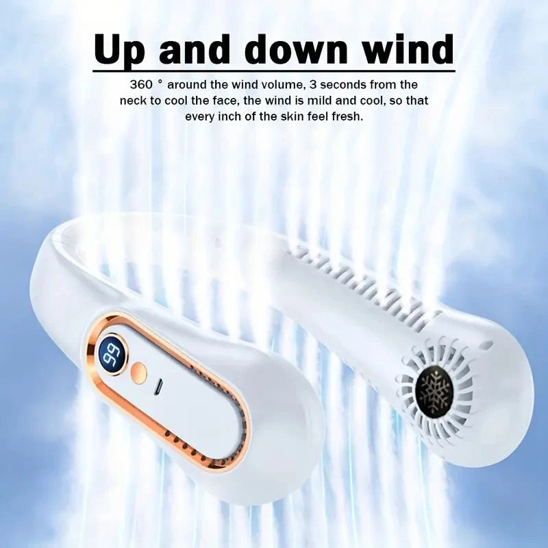 Neck Fan, Stay Cool and Comfortable with This USB Rechargeable 5-Speed Adjustable Neck Fan - Digital Display & Bladeless!